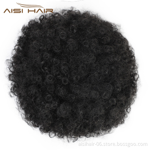 Aisi Hair Fluffy Curly Style Synthetic Hair Bun Black Ponytail Puff Afro Short Curly Chignon Hair Extension For Black Women